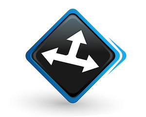 icône diriger sur bouton carré bleu design