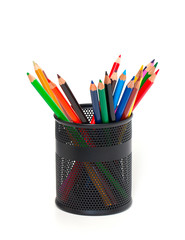 pencils in support over white