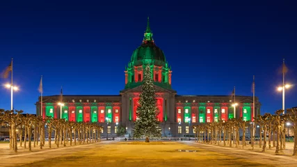 Fensteraufkleber San Francisco City Hall during Christmas © nstanev