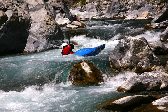 Kayaker In White Water, Rafting