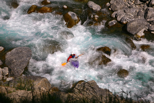 Kayaker in white water