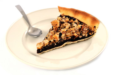 Assiette de tarte au chocolat et nougatine