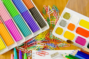 bright school belonging, office commodities