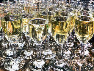 Crystal glasses with champagne