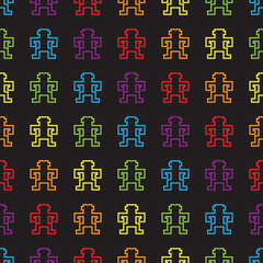seamless retro pixel game rainbow monkey pattern