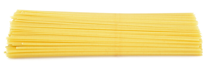 Linguine pasta from side isolated on white background - obrazy, fototapety, plakaty