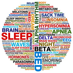word collage about sleep - obrazy, fototapety, plakaty