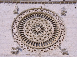 The basilica of san Francesco in Assisi in Tuscany in Italy