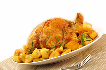 roast chicken with potatoes