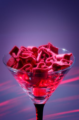 Heart made ??of felt in a glass