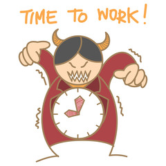 cartoon character of red devil clock boss