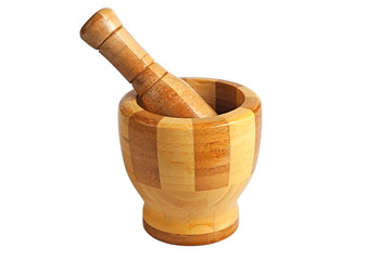Wooden mortar for pounding spices