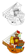 The coloring page - pirate ship