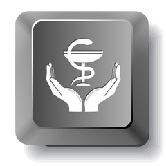 health in hands. Vector computer key.