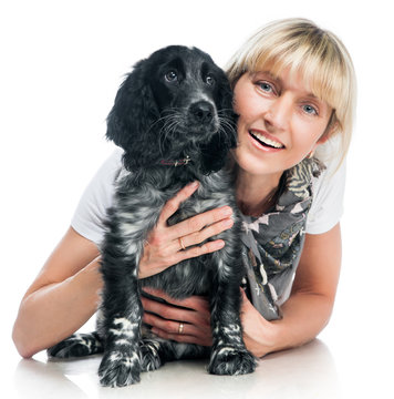 Cocker Spaniel And Young Woman