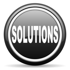 solutions black glossy icon on white background