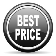 best price black glossy icon on white background