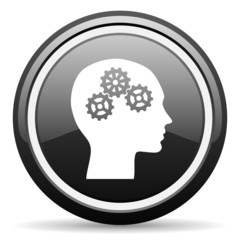 head black glossy icon on white background