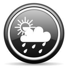 weather forecast black glossy icon on white background