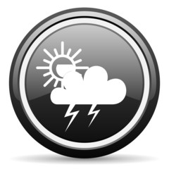 weather forecast black glossy icon on white background