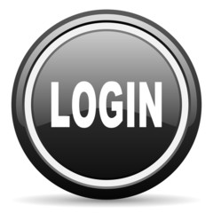 login black glossy icon on white background