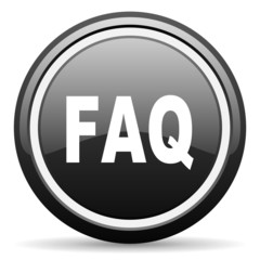 faq black glossy icon on white background