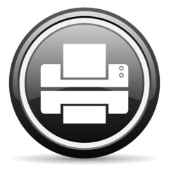 printer black glossy icon on white background