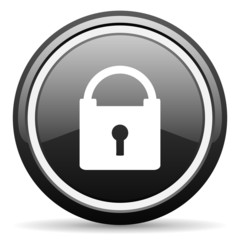 protect black glossy icon on white background