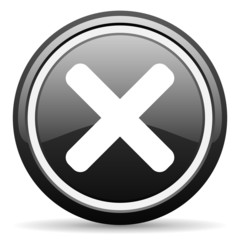 Fototapeta premium cancel black glossy icon on white background
