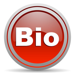 bio red glossy icon on white background