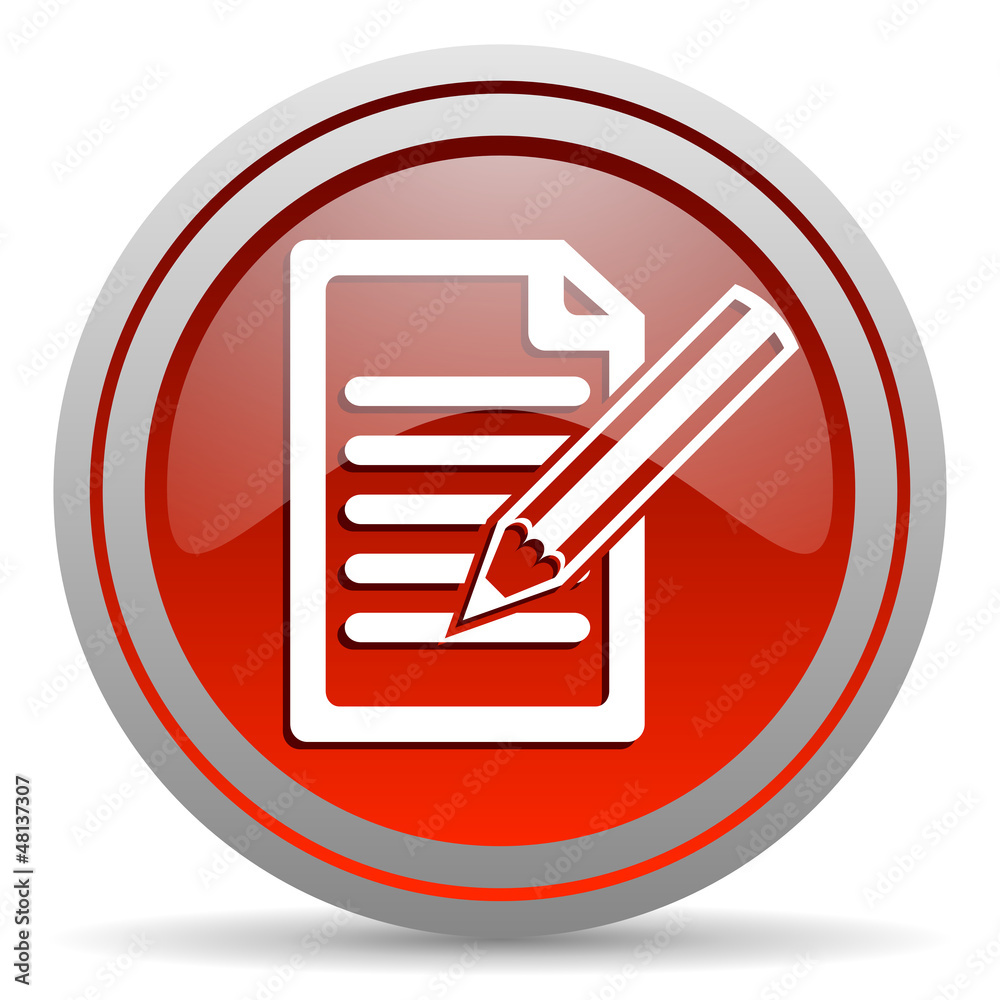 Aufkleber notes red glossy icon on white background