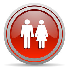 couple red glossy icon on white background
