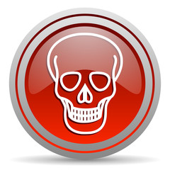 skull red glossy icon on white background