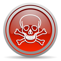 skull red glossy icon on white background