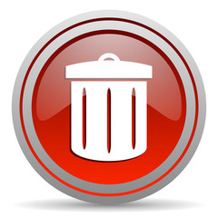 recycle red glossy icon on white background