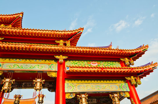 colorful chinese temple roof