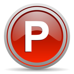 park red glossy icon on white background