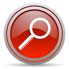search red glossy icon on white background