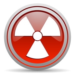 radiation red glossy icon on white background
