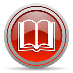 book red glossy icon on white background