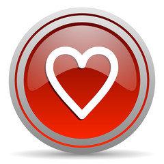 heart red glossy icon on white background
