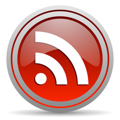 rss red glossy icon on white background