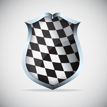Shield with checkered flag