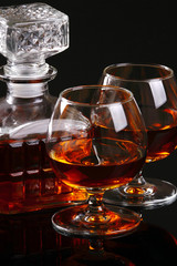 Bottiglia con distillato di vino francese