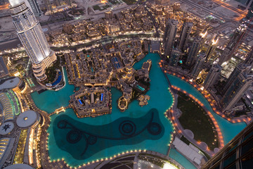 Zone de la fontaine de Dubaï depuis Burj Khalifa