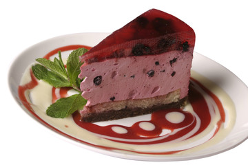 cake with a mint and berry jelly