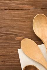 wooden spoon as utensils on table