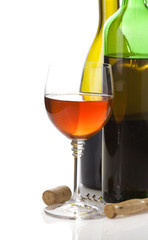 wine bottle and wineglasses
