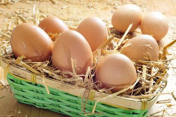 brown eggs in a basket