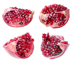 Pomegranate closeup, isolated over white